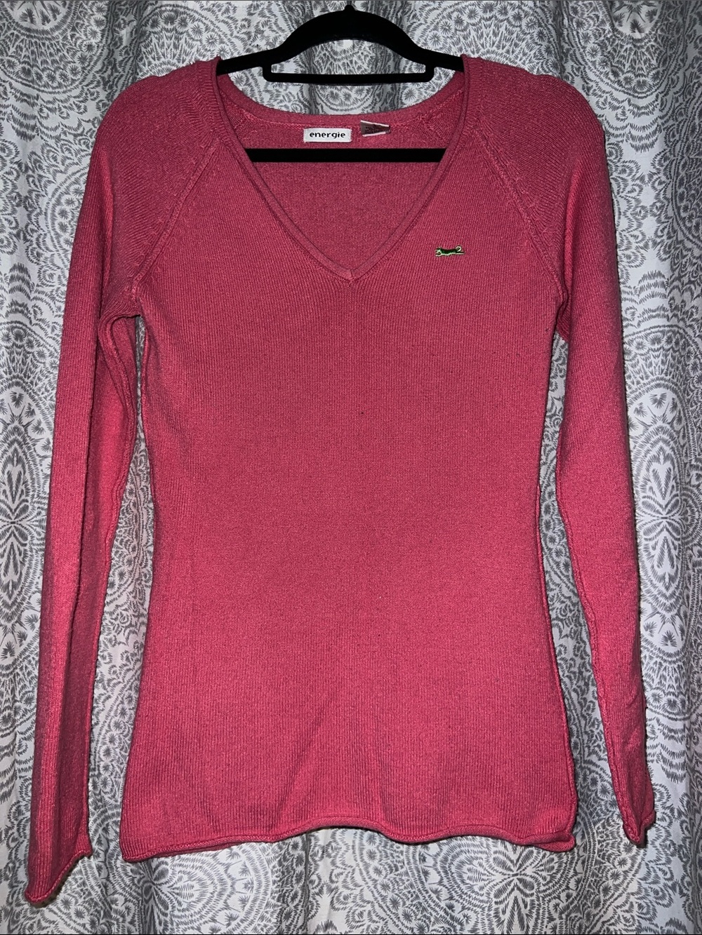 Energie Women's V-Neck Sweater in Rose Pink
